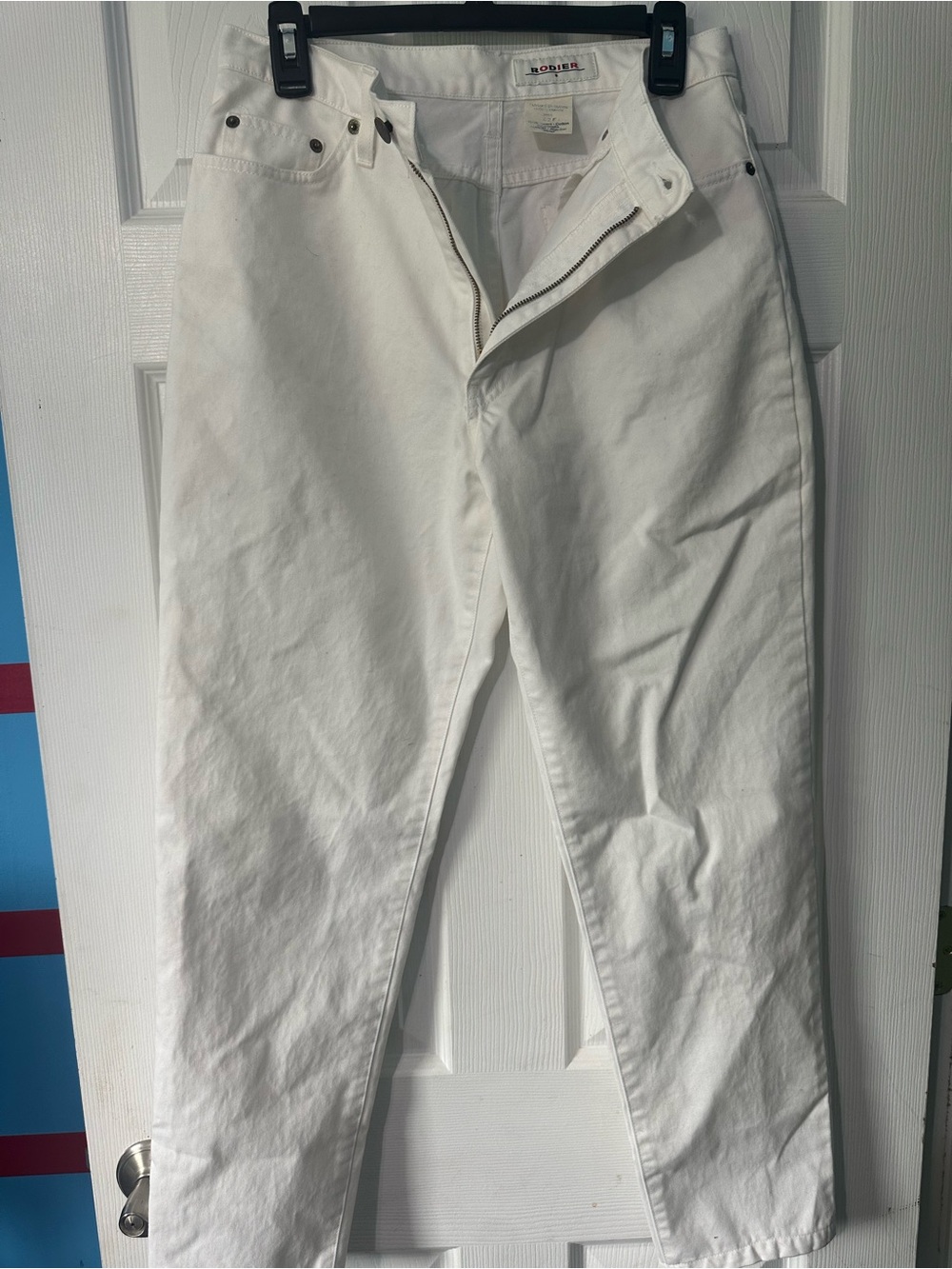 French Rodier White High-Waisted Straight Jeans